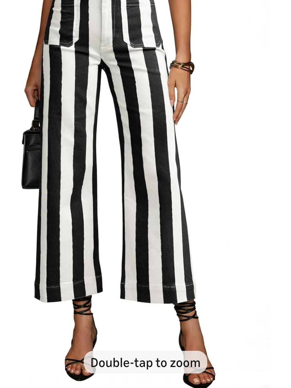 Striped Wide-Leg Pants in Black & White